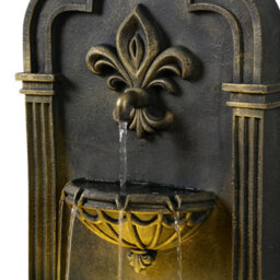 Teamson Home Fleur-De-Lis Wall-Mounted Water Fountain Warm Led, Black & Gold - thumbnail 6