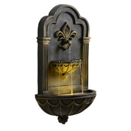 Teamson Home Fleur-De-Lis Wall-Mounted Water Fountain Warm Led, Black & Gold - thumbnail 3