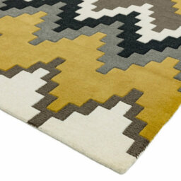 Mustard Wool Abstract Handmade Luxurious Modern Rug For Bedroom & Living Room-200Cm X 300Cm - thumbnail 2