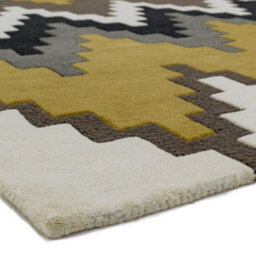 Mustard Wool Abstract Handmade Luxurious Modern Rug For Bedroom & Living Room-200Cm X 300Cm - thumbnail 4