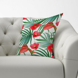 Warren Reed Designer Tropical Flowers And Palm Leaves Hawaiian Cushions 60Cm X 60Cm - thumbnail 2