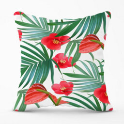 Warren Reed Designer Tropical Flowers And Palm Leaves Hawaiian Cushions 60Cm X 60Cm - thumbnail 1