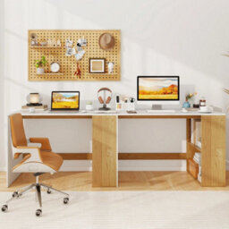 Modern Wooden Office Desk W/ 2 Open Shelves - thumbnail 4