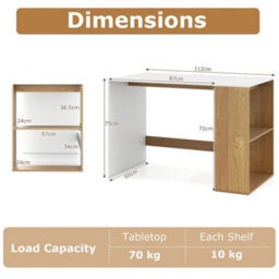 Modern Wooden Office Desk W/ 2 Open Shelves - thumbnail 2