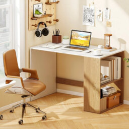 Modern Wooden Office Desk W/ 2 Open Shelves - thumbnail 3