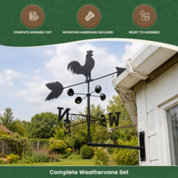 Garden Market Place Weathervane - Cockerel Steel Weathervane With Ground Spike And Wall Fixing. - thumbnail 7