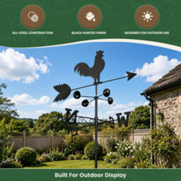 Garden Market Place Weathervane - Cockerel Steel Weathervane With Ground Spike And Wall Fixing. - thumbnail 5