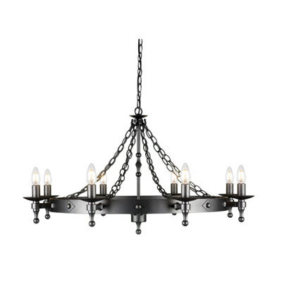 Luminosa Lighting Elstead Warwick 8 Light Chandelier Graphite Black Finish, E14 - image 1