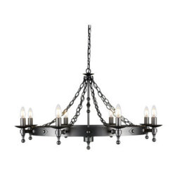 Luminosa Lighting Elstead Warwick 8 Light Chandelier Graphite Black Finish, E14