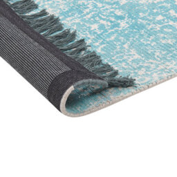 Beliani Heritage Loom Area Rug - Blue Beige Distressed Viscose With Cotton Backing 80 X 150 Cm - thumbnail 5