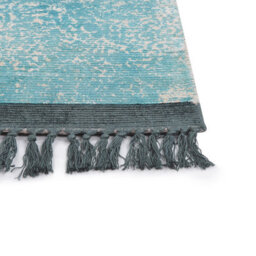 Beliani Heritage Loom Area Rug - Blue Beige Distressed Viscose With Cotton Backing 80 X 150 Cm - thumbnail 3