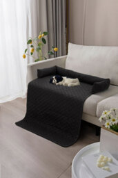 Thehotsale 75X120Cm Waterproof Pet Bed Furniture Protector Mat Dog Sofa Cover With Pillow, Black