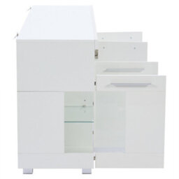 Matteo 140Cm Modern High Gloss White Sideboard With Led Lighting And Glass Shelves - thumbnail 9