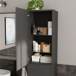 GoodHome Levanna Tall Deep Matt Grey Bathroom Double Column Cabinet (H)160Cm (W)40Cm - thumbnail 6