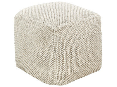 Beliani Beige Cotton Pouffe 45 X 45 X 45 Cm - Square Fabric Seating Ottoman, Solid Beige. - image 1