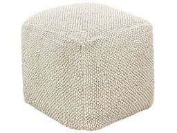 Beliani Beige Cotton Pouffe 45 X 45 X 45 Cm - Square Fabric Seating Ottoman, Solid Beige. - thumbnail 1