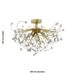 First Choice Lighting Set Of 2 Burst - Polished Brass With Beaded Jewels Ceiling Lights - thumbnail 8