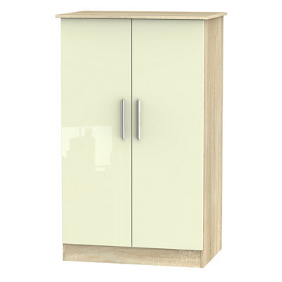 Trent Double Midi Wardrobe In Cream & Bardolino Oak (Ready Assembled)