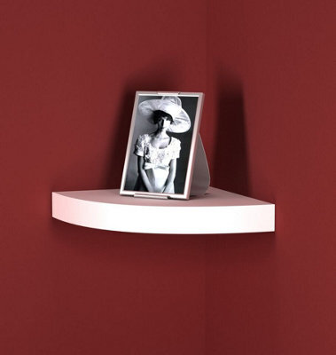 Urbn-Living Urbnliving 25Cm Height White Floating Wooden Wall Mounting Corner Shelf Display Unit Mdf Shelf Book Storage - image 1