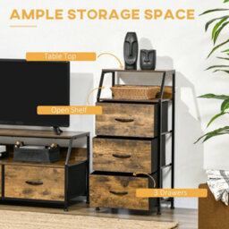 Wyld Haus Elsuve Rustic Brown 3-Drawer Storage Cabinet With Display Shelves, 44W X 29D X 92H Cm - thumbnail 5
