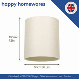 Happy Homewares Contemporary And Sleek Cream Linen Fabric 6 Cylindrical Lamp Shade 60W Maximum - thumbnail 5