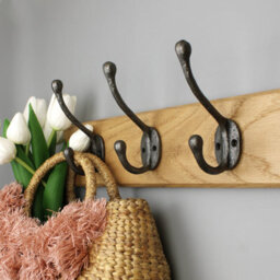 Oakcrafts - Antique Cast Iron Riven School House Hat And Coat Hook - Pack Of 5 - thumbnail 2