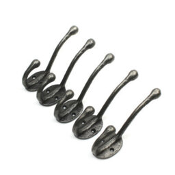 Oakcrafts - Antique Cast Iron Riven School House Hat And Coat Hook - Pack Of 5 - thumbnail 1