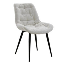 Darphe White Teddy Fleece Dining Chair With Tufted Back And Black Iron Legs, 54Cm W X 59Cm D X 87Cm H - thumbnail 4