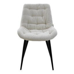 Darphe White Teddy Fleece Dining Chair With Tufted Back And Black Iron Legs, 54Cm W X 59Cm D X 87Cm H - thumbnail 5