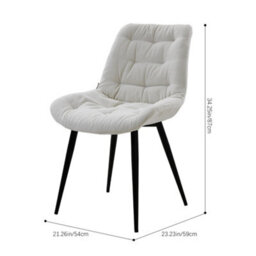 Darphe White Teddy Fleece Dining Chair With Tufted Back And Black Iron Legs, 54Cm W X 59Cm D X 87Cm H - thumbnail 6