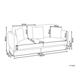 Beliani Sofa 3 Seater Bodum Velvet Taupe - thumbnail 3