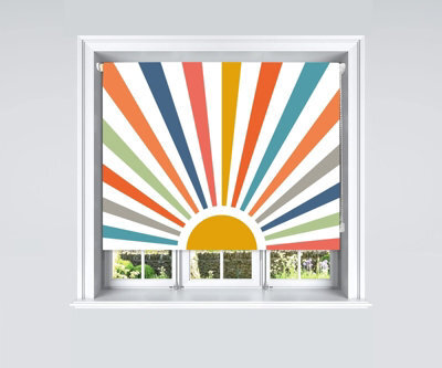 Lister Cartwright Painted Sun Design Blackout Roller Blinds Windows Blind ( 180 X 160 Cm) Child Safety Included - image 1