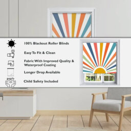 Lister Cartwright Painted Sun Design Blackout Roller Blinds Windows Blind ( 180 X 160 Cm) Child Safety Included - thumbnail 4