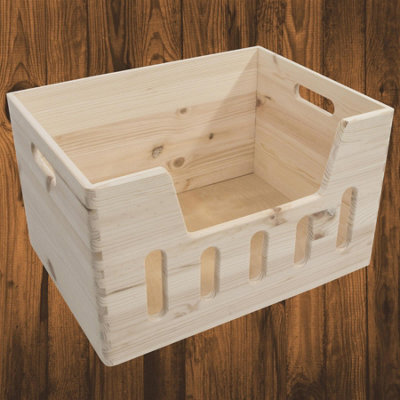 Woodeedoo Wooden Storage Box Stackable Crate For Kitchen Bedroom Wardrobe Storage Organisation 39 X 30 X 23 Cm - image 1