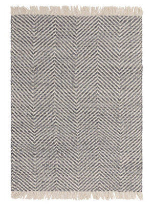 Handmade Kilim Modern Grey Geometric Cotton Jute Rug For Living Room And Bedroom-160Cm X 230Cm