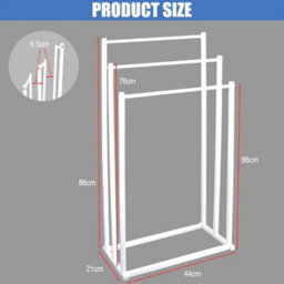 3 Tier Free Standing Metal Towel Holder Bathroom Drying Rail Rack Storage Stand White - thumbnail 4