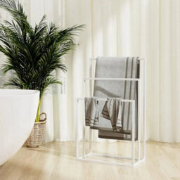 3 Tier Free Standing Metal Towel Holder Bathroom Drying Rail Rack Storage Stand White - thumbnail 3