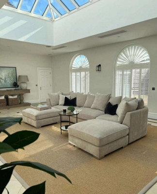 Home & Love Luxury Scatter Bishop U Shape Corner Sofa - Naple Cream