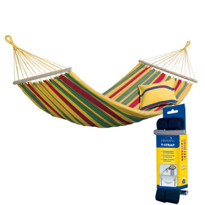 Amazonas Aruba Vanilla Single Spreader Bar Cotton Weatherproof Garden Hammock With Tree Straps