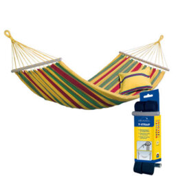 Amazonas Aruba Vanilla Single Spreader Bar Cotton Weatherproof Garden Hammock With Tree Straps - thumbnail 1