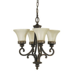 Elegant 4 Bulb Walnut Chandelier Pendant Light With Led E27 100W Bulbs