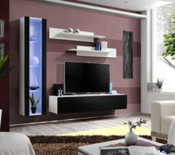 "Arte Fly G2 Entertainment Unit For Tvs Up To 60"" - Enhance Your Home With Black Gloss Front & White Matt Carcass W2100mm H1700mm D400mm"