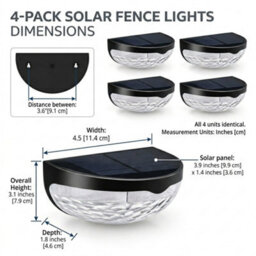 4 Pack Solar Fence Lights Outdoor Warm White Led Waterproof Wall Lights For Garden, Fence, Patio, Deck, Pathway & Steps - thumbnail 5