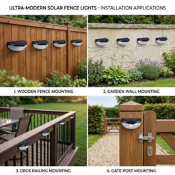 4 Pack Solar Fence Lights Outdoor Warm White Led Waterproof Wall Lights For Garden, Fence, Patio, Deck, Pathway & Steps - thumbnail 7