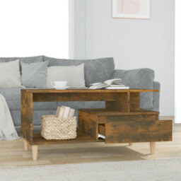 Berkfield Coffee Table Smoked Oak 90X49X45 Cm Engineered Wood - thumbnail 3
