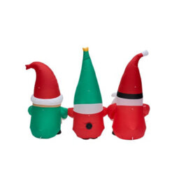 Living And Home Christmas 3-Piece Inflatable Gnome Outdoor Decoration Set With Led Lights - thumbnail 6