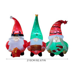 Living And Home Christmas 3-Piece Inflatable Gnome Outdoor Decoration Set With Led Lights - thumbnail 9