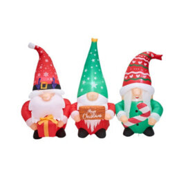 Living And Home Christmas 3-Piece Inflatable Gnome Outdoor Decoration Set With Led Lights - thumbnail 5