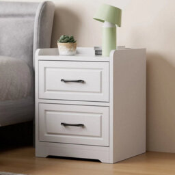 2 Drawer Bedroom Storage Furniture Side Table Bedside Cabinet Nightstand White - thumbnail 4