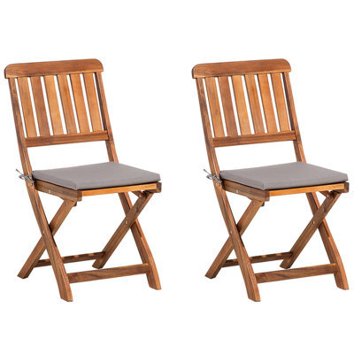 Beliani Set Of 2 Garden Chairs With Cushions Cento Acacia Wood Brown - image 1